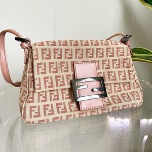 FENDI Women Authentic Zucchino pink beige mama mini bag